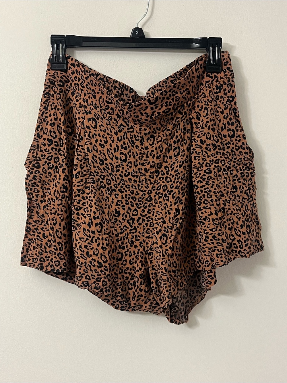HM Leopard Print High-Waist Shorts - Rust Brown Black Size 12 Large